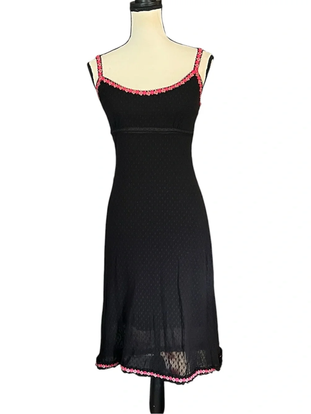 🚫SOLD🚫 Vintage Betsey Johnson New York Sheer Swiss Dot Mesh Floral Slip Dress - Picture 2 of 13